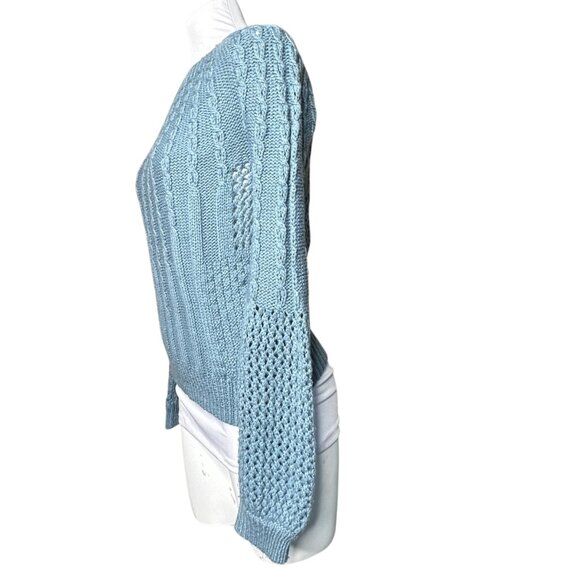 Anthro Guinevere cable knit sweater XS dark teal - Picture 2 of 5
